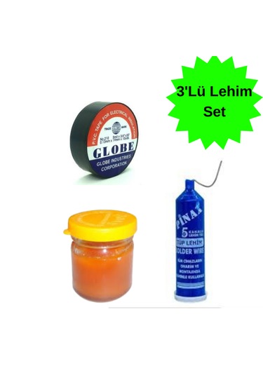 3'lü Lehim Seti Lehim Teli Lehim Pastası Elektrik Bandı
