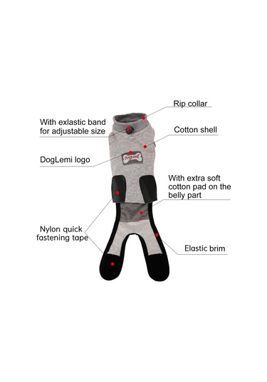 Geekyou Kedi Ameliyat Sonrası İyileşme Giysisi Pamuklu Yumuşak Soluklu Yara Koruması Tüy Yeme/ç抓lama Engeli Gri S Beden