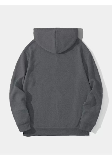 Snakewear Erkek Düz Kapüşonlu Sweat - Füme Füme