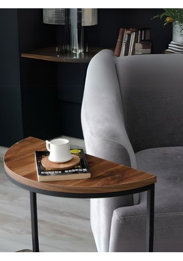 Lisa Metal Tekli Yan Sehpa Ceviz