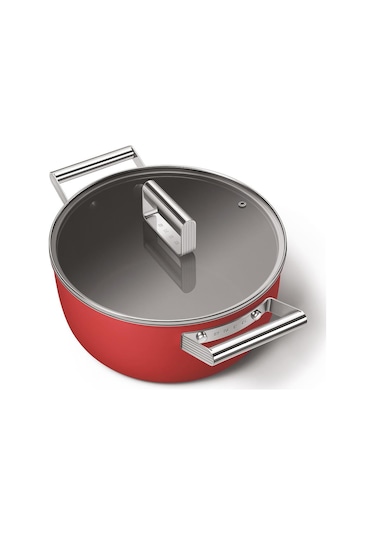 Smeg Cookware 50's Style Kırmızı Tencere Cam Kapaklı 4.6 L