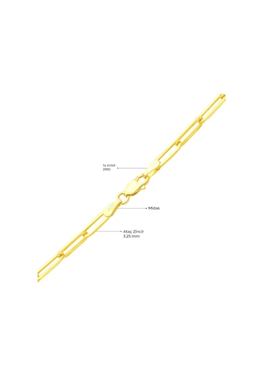 14 Ayar Paper Clip Altın Kolye-6627 Altın
