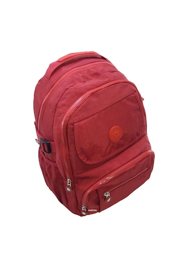 Baginn Kadın Sırt Çantası Çok Cepli Yağmur Geçirmez Hafif Kumaş Sırt Çantası Bordo Renk Bordo