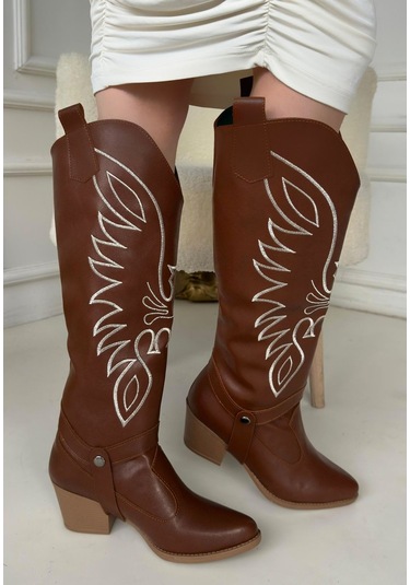 Jilla Taba Cilt Tak Çıkar Topuklu Bot Ve Çizme Taba1 Taba