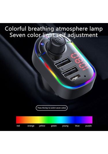 Sones C12 Çok Fonksiyonlu Araç Çift Usb Şarj Cihazı Atmosfer Işığı İle Bluetooth Fm Verici
