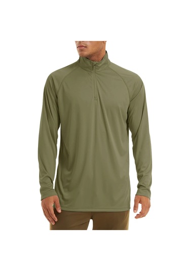 Tacvasen Erkek Anti-uv Güneş Korumalı Uzun Kollu Zip T-shirt Yaz Golf Egzersiz Cncamelerkek CAMEL