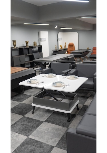 5 Kademeli Tekerli Akıllı Sehpa Antrasit - Beyaz