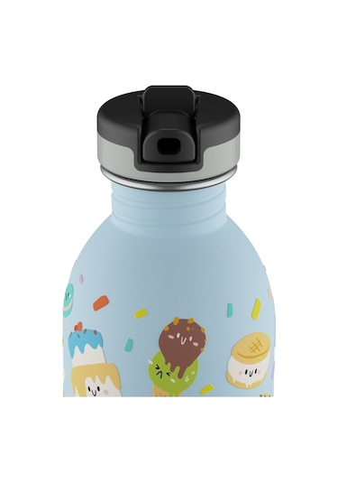 Kids Bottle Sweet Friends Pipetli Paslanmaz Çelik Çocuk Su Matarası 250 Ml Mavi