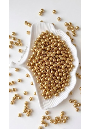 100 Gram - İnci Boncuk - 10 Mm Renk : Gold