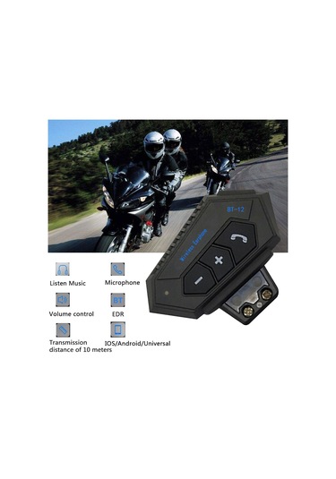 Bt-12 Kask Mikrofonlu Kulaklık İnterkom Telefon Görüşmesi ve Müzik İçin Siyah
