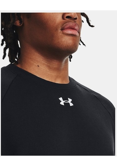 Erkek UA Rival Fleece Bisiklet Yaka 1379755-001 Siyah - Beyaz