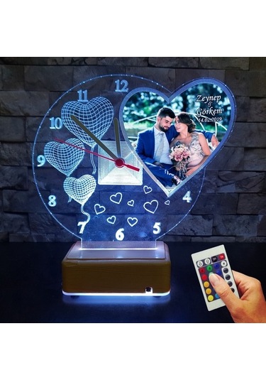 14 Şubat 3D Resimli 16 Renkli Led Lamba Sevgiliye Hediye