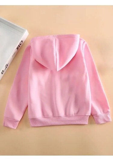 Kışlık Kapüşonlu Sweatshirt, Çocuk Grow Positive Papatya Baskılı Pembe