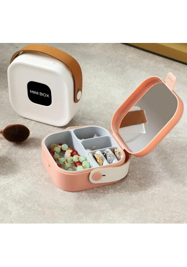 Origa Seyahat Boy Aynalı Takı Organizer Kutusu Mücevher Aksesuar Çantası Yüzük Küpe Düzenleyici