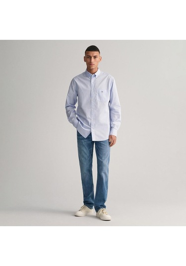 Gant Erkek Mavi Regular Fit Logolu Gömlek-14903 455-mavi