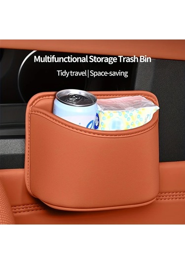 Chuangyinshop Ideal Orange Stylish Araç Depolama Kutusu 1 Adet Çok Fonksiyonlu Çöp Kutusu Bardaklık