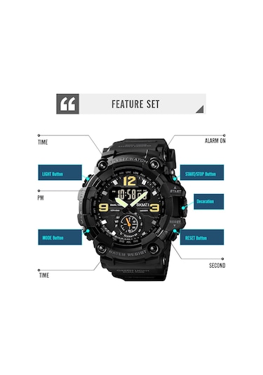 Tenfowee Skmeı Erkek Spor Saati 5atm Su Geçirmez Çift Hareketli Multifonksiyonlu: Alarm, Kronometre, Tarih-gün Ve Aydınlatma Özellikli Yeşil Kamuflaj