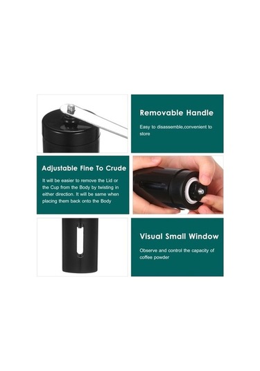 Ulzyvf Portatif Kahve Değirmeni - Seramik Diskli, French Press & Espresso İçin Seramik Diskli Ayarlanabilir Manuel Kahve Değirmeni - Siyah Siyah