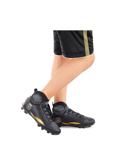 Kiko Kids Tusa Fkp Boğazlı Krampon Çim Saha Erkek Çocuk Futbol Ayakkabı Siyah - Altın Siyah - Altın