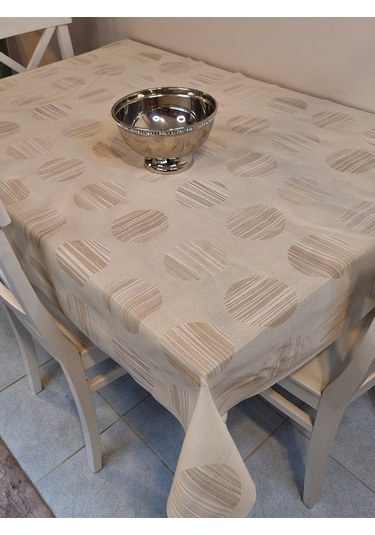 İthal Silinebilir Pvc Masa Örtüsü Kaymaz Tabanlı, Kumaş Görünümlü Pvc Masa Örtüs İth5520 Bej