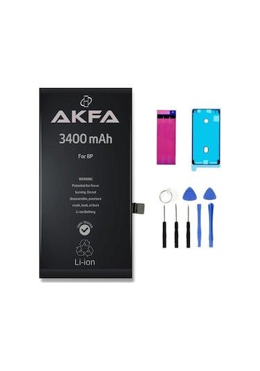 Akfa Apple Uyumlu iPhone  8 Plus Telefon Batarya- 3400 Mah + Batarya Pil