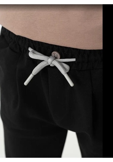 Duble Paça Kemer Düğmeli Erkek Çocuk Eşofman Altı 7435s Siyah