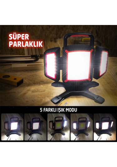Rox 0225 Şarjlı Açı Ayarlı Projektör Çalışma Led Feneri 2000 Lm