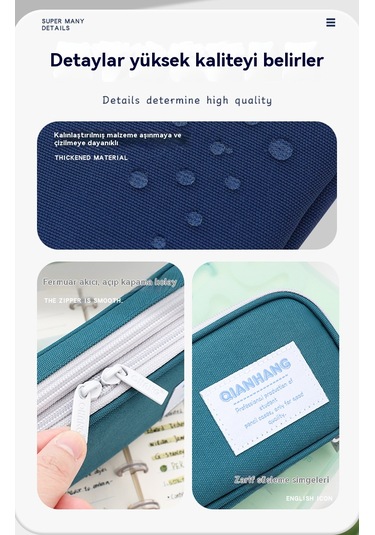 Basit Büyük Kapasiteli Çift Katmanlı Fermuarlı Öğrenci Kalem Kutusu Bordo