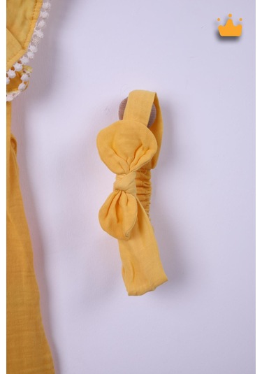 Babyhola %100 Pamuk Kız Bebek Çocuk Çiçek Nakışlı Bandanalı Elbise 4949 001