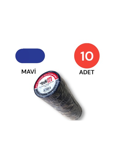 Tek-iş Izole Bant Elektrik Bandı Mavi 10 Adet