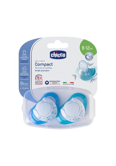 Chicco Physio Compact Silikon Emzik 6-12 Ay Erkek 2'Li Leylak