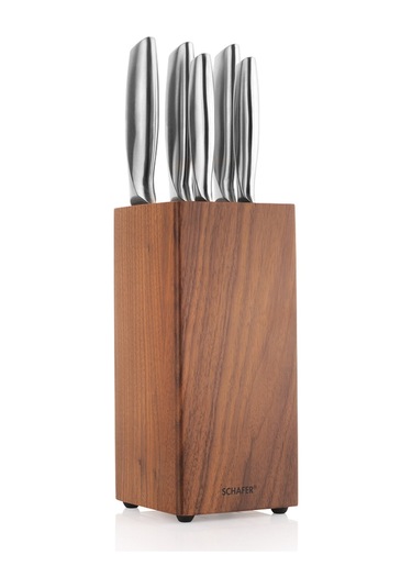 Schafer Solide Ahşap Bıçak Seti 6 Parça-kahverengi02
