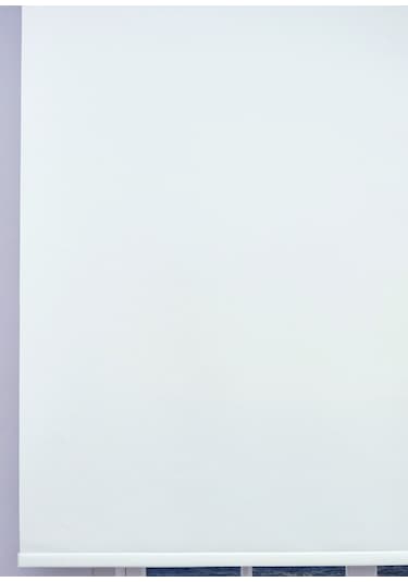 Esdeh Düz Stor Perde - Kalın Mat Stor Güneşlik Kumaş Keten - Alüminyum Kasa Ve Boru - Eteği Dilimsiz/Düz Beyaz