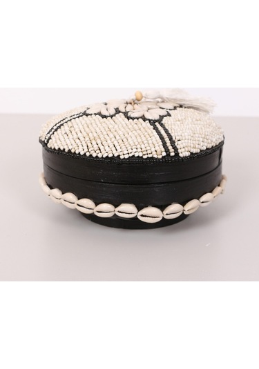 Bali Boncuklu Bambu Saklama Kutusu L 20x12 Cm