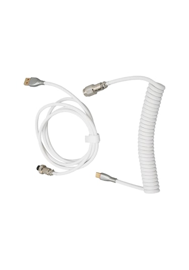Springsun Mekanik Klavye İçin Çift Kılıflı Usb-c To Usb-a Kablosu, Hızlı Şarj Ve Geniş Uyumlu, Gömülü Metal Pilota Ve Kilitleme Yüzüğü - Beyaz