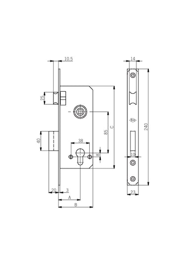 İto Ahşap - Demir Kapı Kilitleri, 755/ Rk40 Silindirli, Barelli