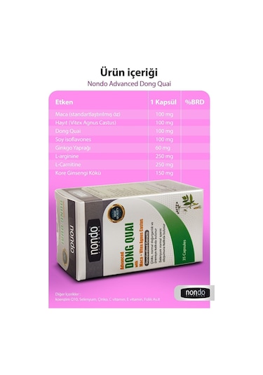 Nondo Advanced Dong Quai With Maca + Vitex Agnus Castus 35 Kapsül