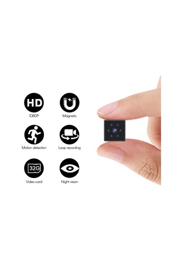 Springsun Siyah Mini Akıllı Kamera: Hd 1080p, 6 Infrared Gece Görüşü, Hareket Algılama, Tf Kart Desteği, Manyetik Montaj