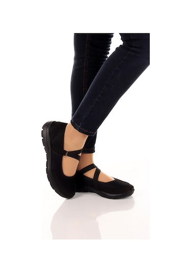 Nstil Kadın Babet Kolay Giyilebilir Hava Alabilen Hafif Rahat Taban Esnek Günlük Spor Ayakkabı 048 Siyah