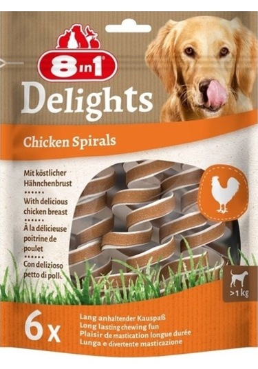 8in1 Smart Delights Chicken Spirals Tavuklu Burgu Köpek Ödülü 6'lı