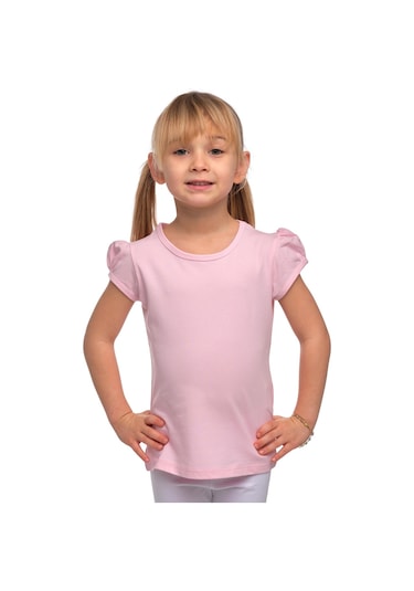 Lovetti Pembe Kız Çocuk Kısa Kollu Basıc Tişört Pembe