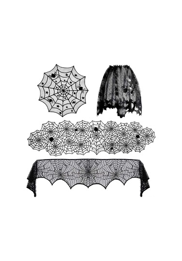 Ximistore9 Karanlık Pentiagram Desenli Polyester Kumaş, Halloween Partileri İçin 244x46 Cm Ateşlik Örtüsü, Kordonlu Lambak Ve Dekoratif Perdeler
