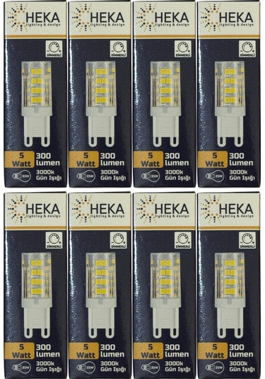 Heka 5w 35w 3000k Gün Işığı G9 Duylu Dim Edilebilir Led Kapsül Ampul 8 Adet
