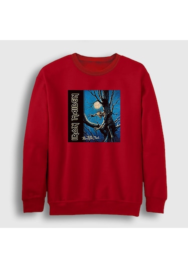 Presmono Unisex Fear Of The Dark Iron Maiden Sweatshirt Kırmızı