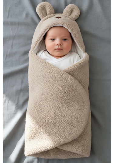 Tavşan Kulaklı Peluş Bebek Kundağı