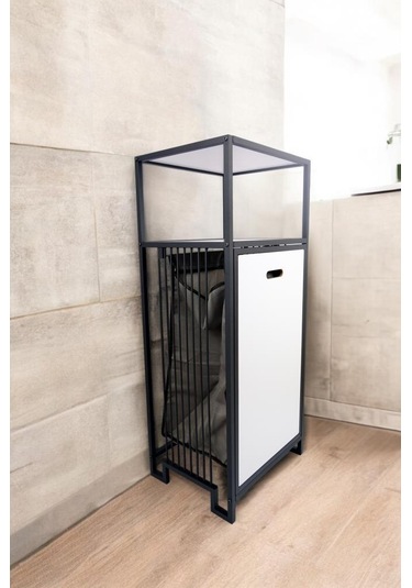 Digithome Metal Kirli Sepetli 2 Raflı Çok Amaçlı Banyo Düzenleyici Raf Organizer Siyah-beyaz Mrs-010 C1-1-369 Beyaz - Siyah