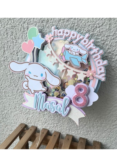 Cinnamoroll Temalı İsme Özel Kız Çocuk Doğum Günü 3D Pasta Süsü