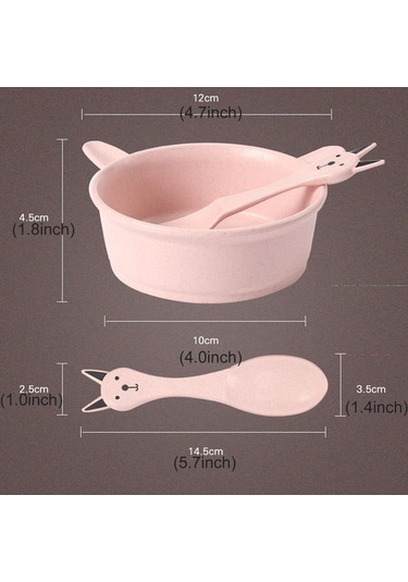 Sones Balcherlam Baby Buğday Sapı Malzemeler Kaseler + Kaşık Seti, Rastgele Renk Teslimatı