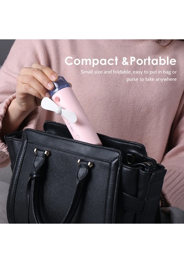 Symbee Mini Nemlendirici El Fanı - Renkli Led Işıklı, Cilt Nemlendirici Ve Soğutucu, Cep Boyutu, Mavi Batarya Dahil