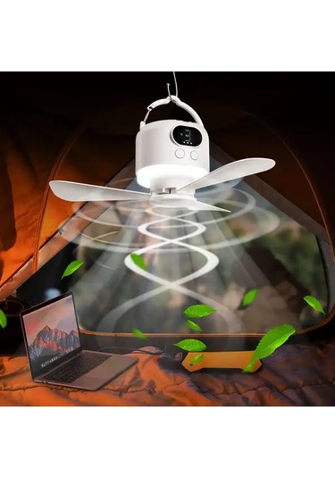 Chuangyinshop Beyaz 10400mah Tasinabilir Kamp Fani Led Isikli Usb Sarj Edilebilir 10 20 M S Ruzgar Hizi Type C Baglanti Acil Aydinlatma Cadir Ve Acik Hava Icin Beyaz